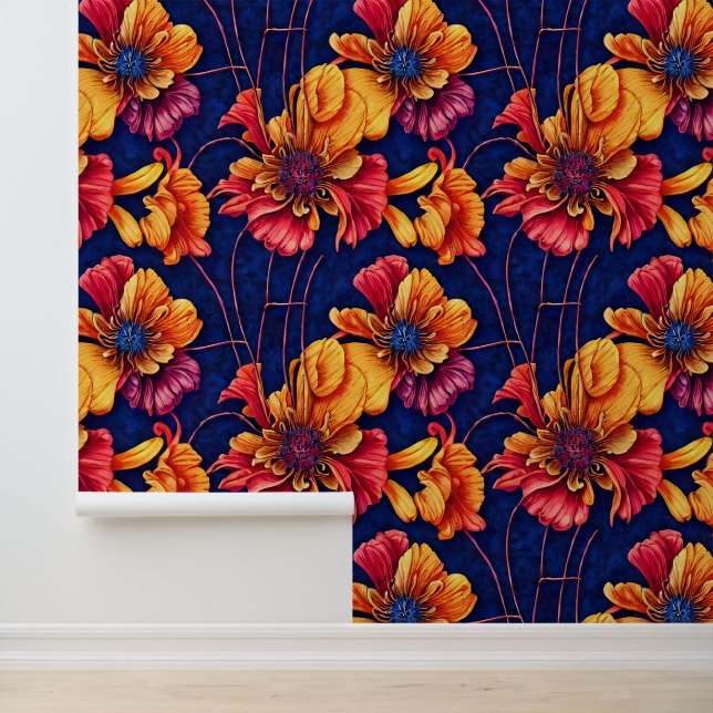 Papel Pintado Mural de flor de cabaña floral bizantina (Solicitud)