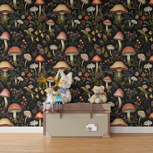 Papel Pintado Mushrooms Plantas Flores Patrón de Ilustracion (Subido por el creador)