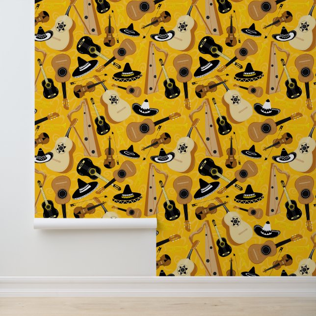 Papel Pintado Música colorida de Mariachi Band Instruments (Solicitud)