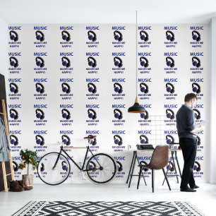 Papel Pintado Música de audífonos musicales me hace feliz música