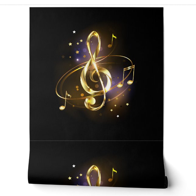 Papel Pintado Música de Clef de Triplete de Oro (Desenrollar)
