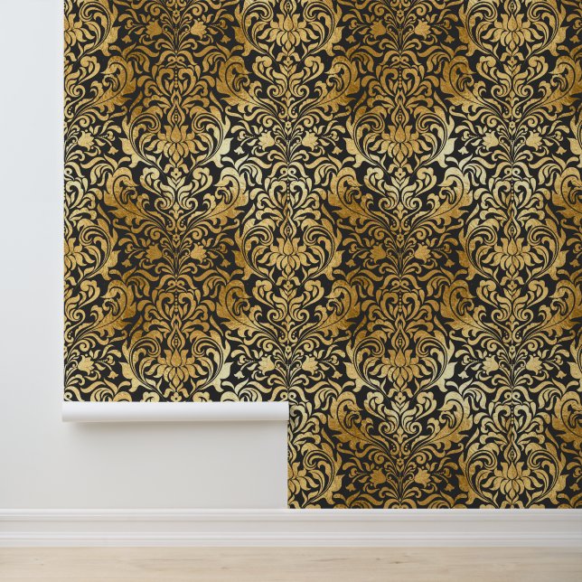 Papel Pintado Mustard Gold Black Elegal Floral (Solicitud)