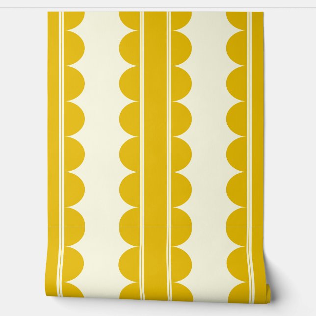 Papel Pintado Mustard Yellow Scalloped Wallpaper (Desenrollar)
