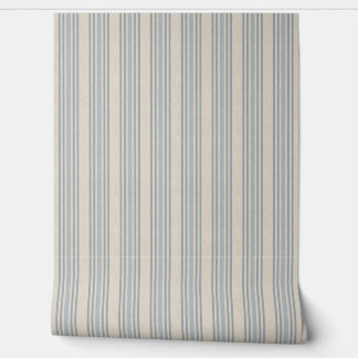 Papel Pintado Muted Distressed Blue Farmhouse Ticking Stripe