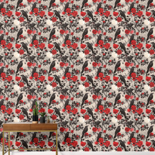 Papel Pintado Mystique Crows Rosas Moon Midnight Peel & Stick