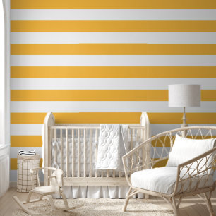 Papel Pintado Naranja amarillento y franjas horizontales blancas