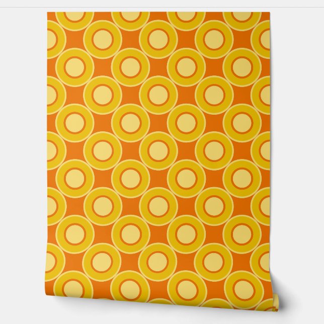 Papel Pintado Naranja Amarillo Donuts Con Naranja Quemado Llenad (Desenrollar)