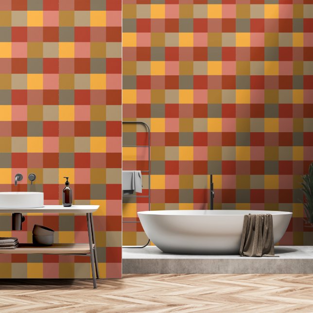 Papel Pintado Naranja amarillo marrón rojizo (Baño)