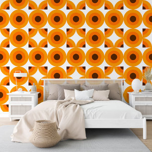 Papel Pintado Naranja amarillo Patrón de arte de círculos redond