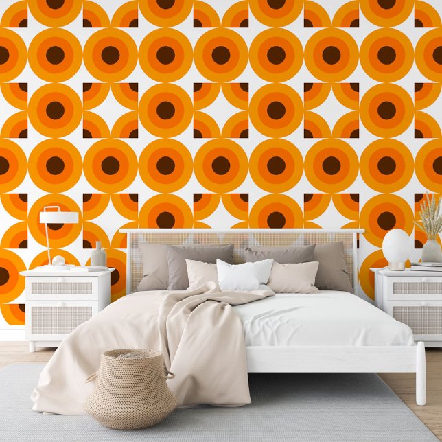 Papel Pintado Naranja amarillo Patrón de arte de círculos redond (Subido por el creador)