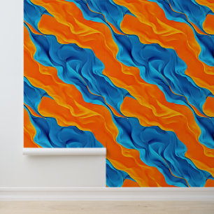 Papel Pintado Naranja azul elegante