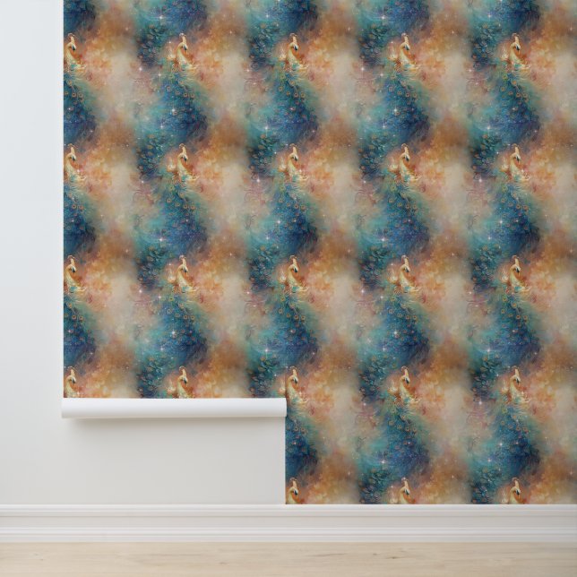 Papel Pintado Naranja azul Peacock (Solicitud)