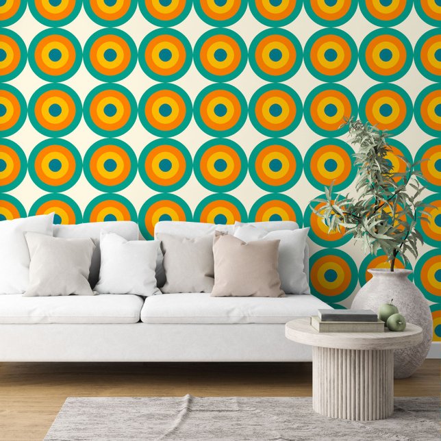 Papel Pintado Naranja azul verde Patrón de círculos redondos ama (Subido por el creador)