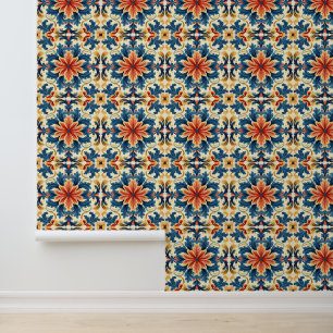 Papel Pintado Naranja Blue Italian Tile