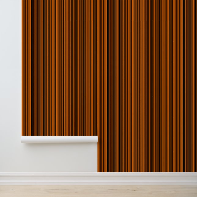 Papel Pintado Naranja Brown Black Stripes (Solicitud)