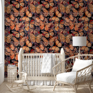 Papel Pintado Naranja Butterflies