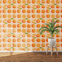 Papel Pintado Naranja de cítricos Rubor Arte de comida rosa
