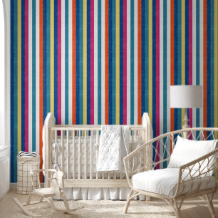 Papel Pintado Naranja de frambuesa azul Estampado blanco amarill