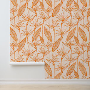 Papel Pintado Naranja de pájaro del paraíso