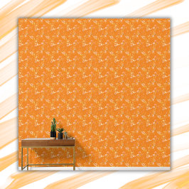 Papel Pintado Naranja de patrón floral simple Naranja fondo |