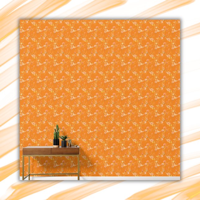 Papel Pintado Naranja de patrón floral simple Naranja fondo | (Subido por el creador)