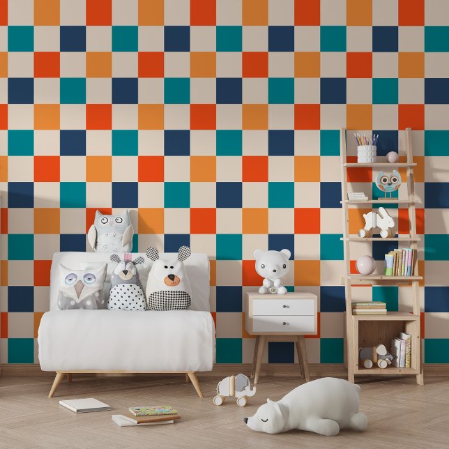 Papel Pintado Naranja de tablero de ajedrez retro en negrita Mar (Subido por el creador)
