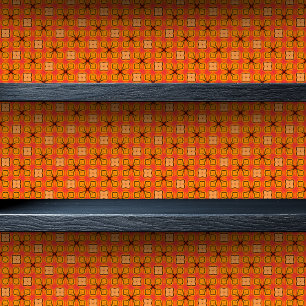 Papel Pintado Naranja de vidrio manchado Impresión floral pequeñ