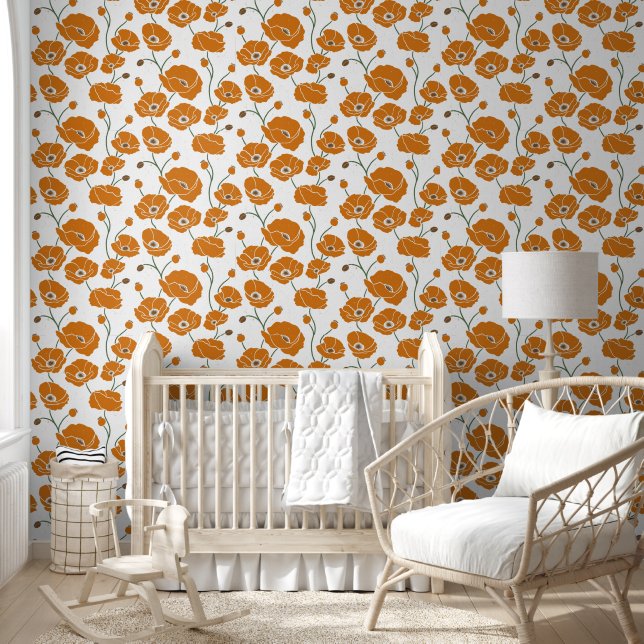 Papel Pintado Naranja del campo de los cachorros (Niños)