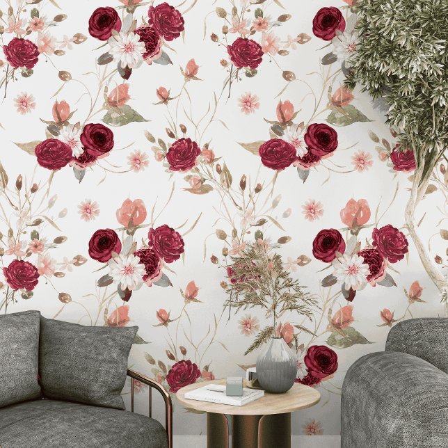 Papel Pintado Naranja floral elegante y flores de marrón (Subido por el creador)