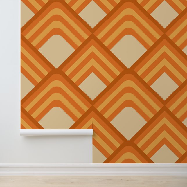 Papel Pintado Naranja geométrico de setenta (Solicitud)