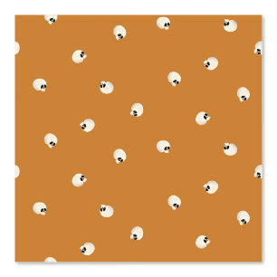 Papel Pintado Naranja Random Cute Kawaii Skull Dots