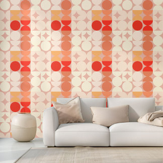 Papel Pintado Naranja Red Peach Mauve Taupe Marfil Circles