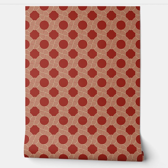 Papel Pintado Naranja retro moderno Brown Setentis Arte Geométri (Desenrollar)