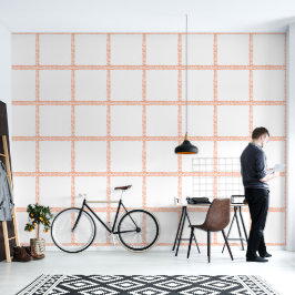 Papel Pintado Naranja Squiggly Lines Geometric Square Grid Frame