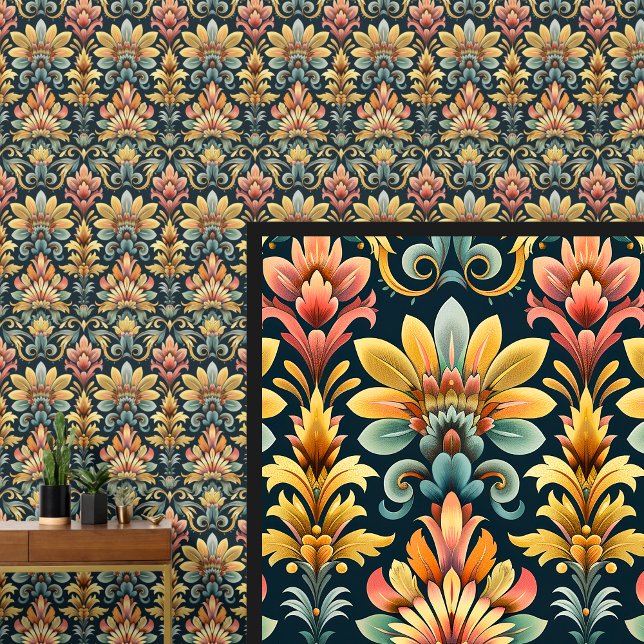 Papel Pintado Naranja verde Oro Art Nouveau (Subido por el creador)