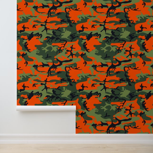 Papel Pintado Naranja y Camuflaje Verde, Ejército (Solicitud)