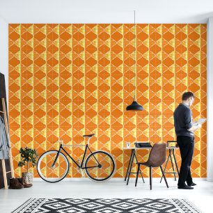 Papel Pintado Naranja y dorado lux moroccano patrón