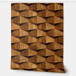 Papel Pintado Natural Dark Brown Wooden Shape Pattern
