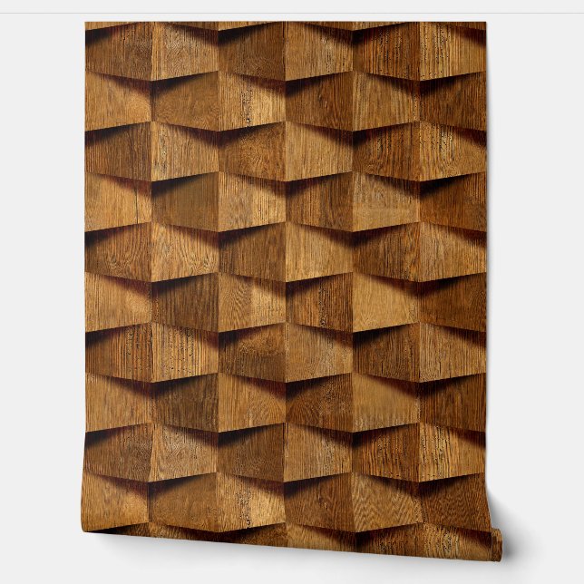 Papel Pintado Natural Dark Brown Wooden Shape Pattern (Desenrollar)