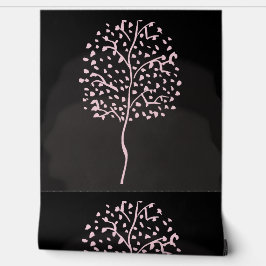 Papel Pintado Naturaleza abstracta rosada negra moderna