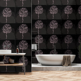 Papel Pintado Naturaleza abstracta rosada negra moderna