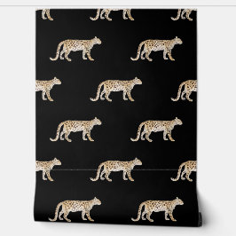 Papel Pintado Naturaleza botánica leopardo acuarela Moody Black