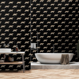 Papel Pintado Naturaleza botánica leopardo acuarela Moody Black