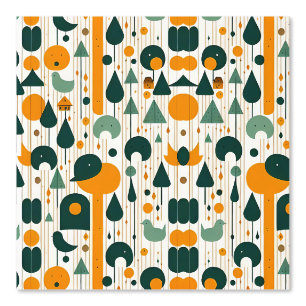 Papel Pintado Naturaleza minimalista y patrón geométrico de aves