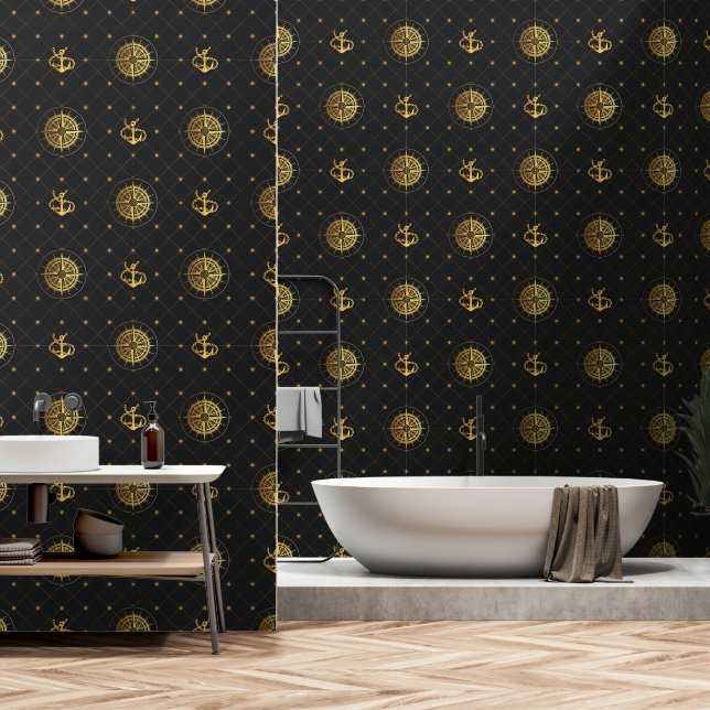 Papel Pintado Náutico de oro (Baño)