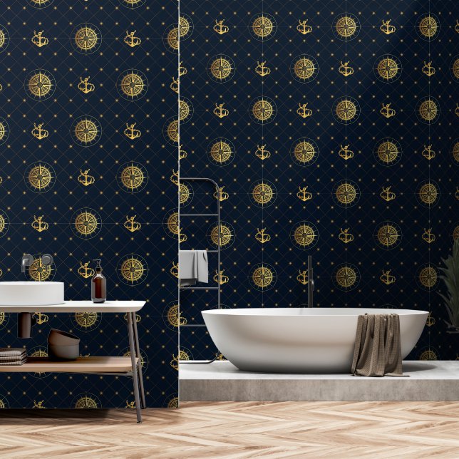 Papel Pintado Náutico de oro (Baño)