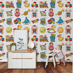 Papel Pintado Nave de juguetes vintage coloridos