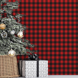 Papel Pintado Navidad de Cuadro Escocés Rojo y Negro de Búfalo