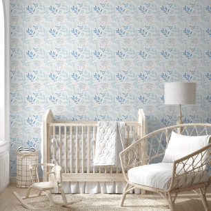 Papel Pintado Navidades azules dibujan patrones en guardería bla