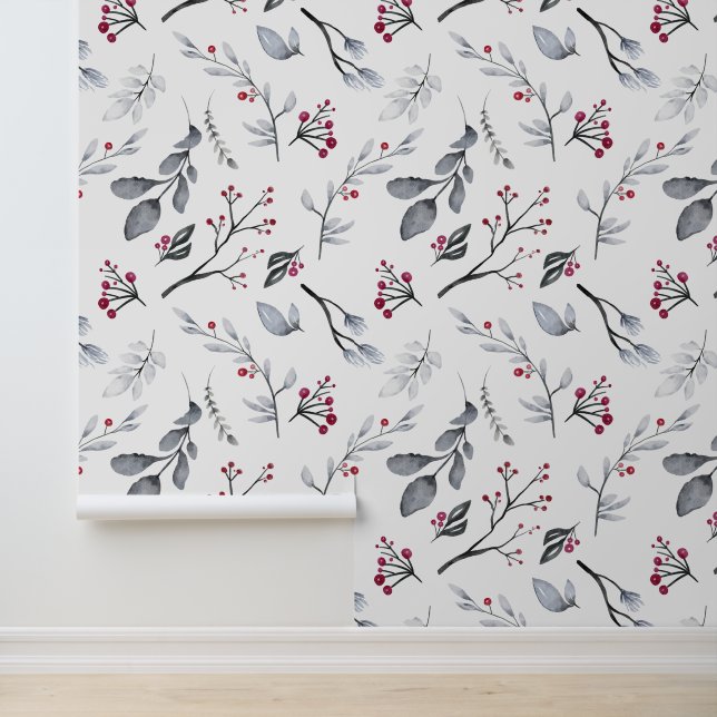 Papel Pintado Navidades clásicos y elegantes abandonan y bayas (Solicitud)